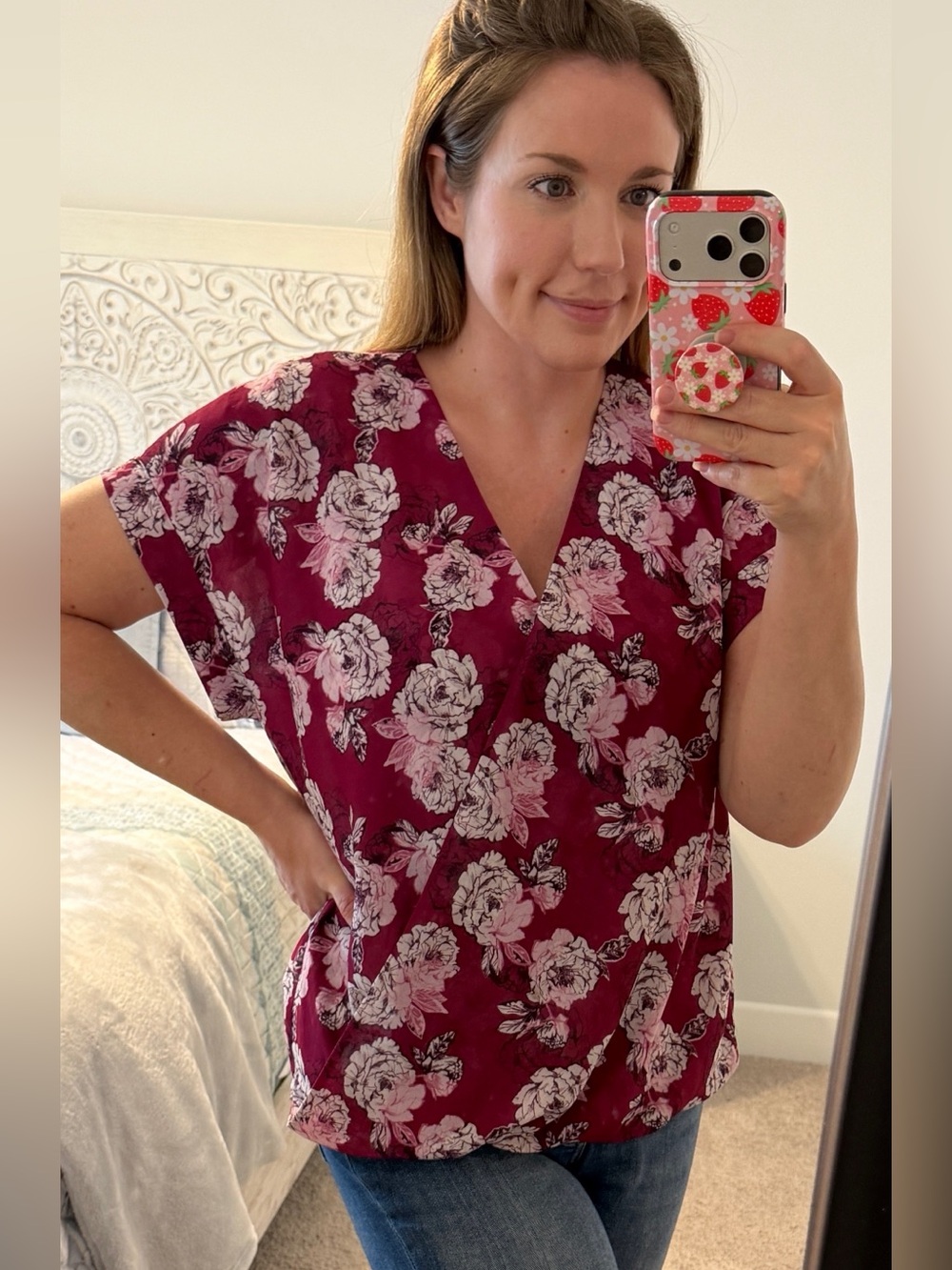 Kut from the Kloth Floral V-Neck Blouse